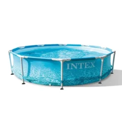 Best Intex Round Frame Swimming Pool - 305 x 76 cm - Vandprint - Inkluderet tilbehør CB66 Pooler