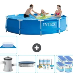 Best Intex Round Frame Swimming Pool - 305 x 76 cm - Blå - Inklusive Tilbehør CB15 Pooler