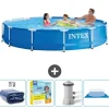 Discount Intex Round Frame Swimming Pool - 366 x 76 cm - Blå - Inkluderet tilbehør CB8 Pooler
