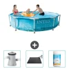 Pooler^Intex Round Frame Swimming Pool - 305 x 76 cm - Vandprint - Inkluderet tilbehør CB80