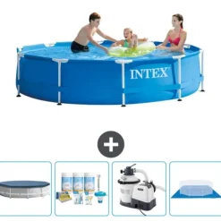 Clearance Intex Round Frame Swimming Pool - 305 x 76 cm - Blå - Inkluderet tilbehør CB59 Pooler