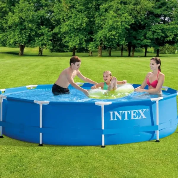 Clearance Intex Round Frame Swimming Pool - 305 x 76 cm - Blå - Inkluderet tilbehør CB59 Pooler