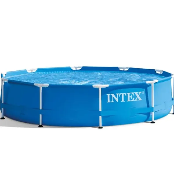 Clearance Intex Round Frame Swimming Pool - 305 x 76 cm - Blå - Inkluderet tilbehør CB59 Pooler