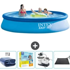 Pooler^Intex rund oppustelig let sæt swimmingpool - 396 x 84 cm - Blå - Inkluderet tilbehør CB69