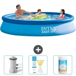 Best Intex rund oppustelig let sæt swimmingpool - 366 x 76 cm - Blå - Inkluderet tilbehør CB73 Pooler
