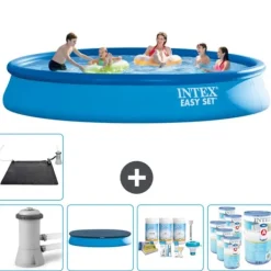 Pooler^Intex rund oppustelig let sæt swimmingpool - 457 x 84 cm - Blå - Inklusive Tilbehør CB18