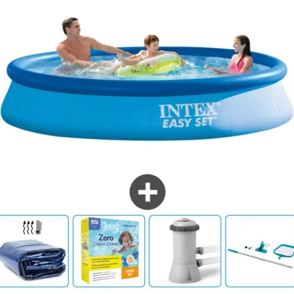 Hot Intex rund oppustelig let sæt swimmingpool - 366 x 76 cm - Blå - Inkluderet tilbehør CB14 Pooler