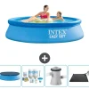 Clearance Intex rund oppustelig let sæt swimmingpool - 244 x 61 cm - blå - inkluderet tilbehør CB4 Pooler