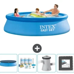 Pooler^Intex rund oppustelig let sæt swimmingpool - 305 x 76 cm - Blå - Inkluderet tilbehør CB3