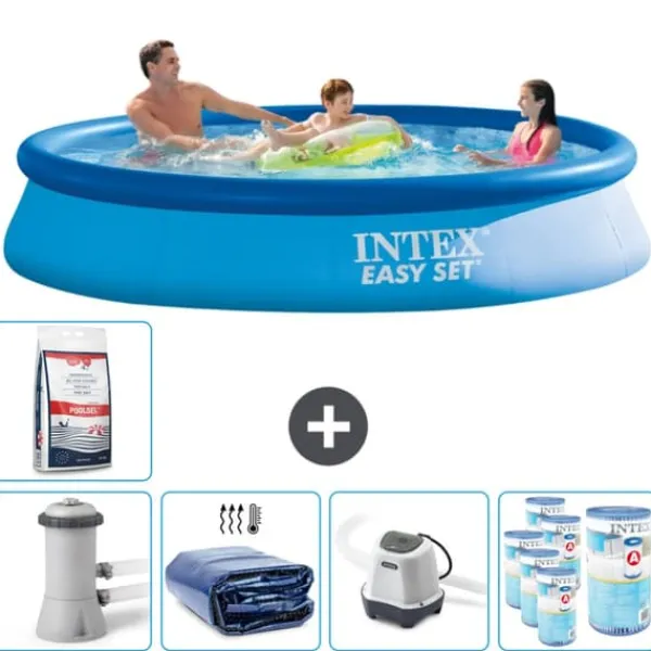 Hot Intex rund oppustelig let sæt swimmingpool - 366 x 76 cm - Blå - Inklusive Tilbehør CB55 Pooler