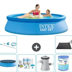 Discount Intex rund oppustelig let sæt swimmingpool - 244 x 61 cm - blå - inkluderet tilbehør A395 Pooler