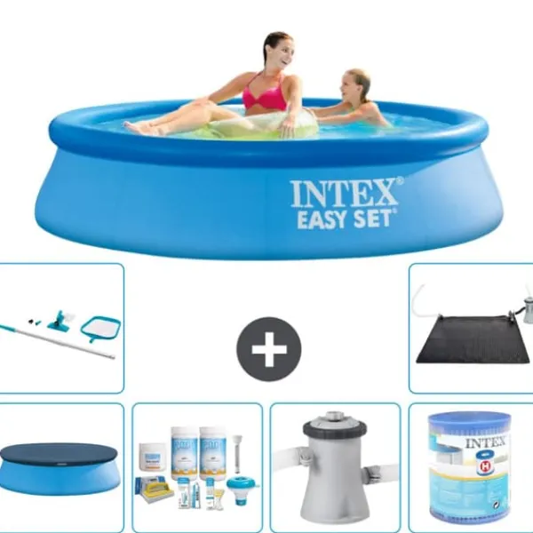 Discount Intex rund oppustelig let sæt swimmingpool - 244 x 61 cm - blå - inkluderet tilbehør A395 Pooler