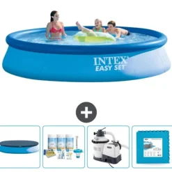 Pooler^Intex rund oppustelig let sæt swimmingpool - 396 x 84 cm - Blå - Inkluderet tilbehør CB60
