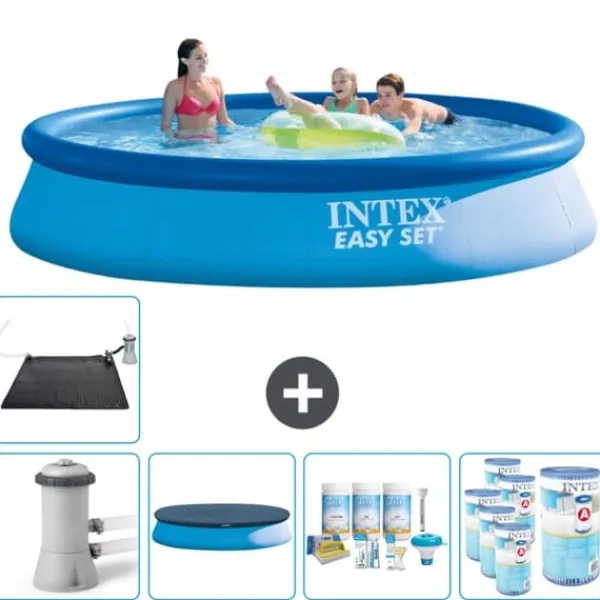Discount Intex rund oppustelig let sæt swimmingpool - 396 x 84 cm - Blå - Inklusive Tilbehør CB18 Pooler