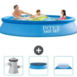 Discount Intex rund oppustelig let sæt swimmingpool - 305 x 61 cm - blå - inkluderet tilbehør CB76 Pooler