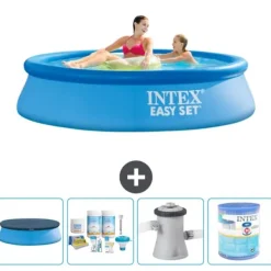 Best Intex rund oppustelig let sæt swimmingpool - 244 x 61 cm - blå - inkluderet tilbehør A386 Pooler