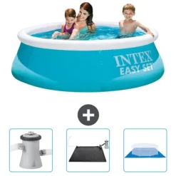 Hot Intex rund oppustelig let sæt swimmingpool - 183 x 51 cm - blå - inkluderet tilbehør CB79 Pooler