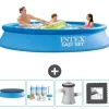 New Intex rund oppustelig let sæt swimmingpool - 305 x 61 cm - blå - inkluderet tilbehør CB3 Pooler