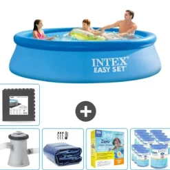 Discount Intex rund oppustelig let sæt swimmingpool - 305 x 76 cm - Blå - Inklusive Tilbehør CB24 Pooler