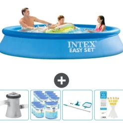 Pooler^Intex rund oppustelig let sæt swimmingpool - 305 x 61 cm - Blå - Inklusive Tilbehør CB94