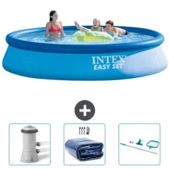 Online Intex rund oppustelig let sæt swimmingpool - 396 x 84 cm - Blå - Inkluderet tilbehør CB78 Pooler