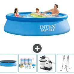 Discount Intex rund oppustelig let sæt swimmingpool - 305 x 76 cm - Blå - Inkluderet tilbehør CB64 Pooler