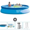 New Intex rund oppustelig let sæt swimmingpool - 396 x 84 cm - Blå - Inkluderet tilbehør CB6 Pooler