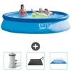 Pooler^Intex rund oppustelig let sæt swimmingpool - 396 x 84 cm - Blå - Inkluderet tilbehør CB79