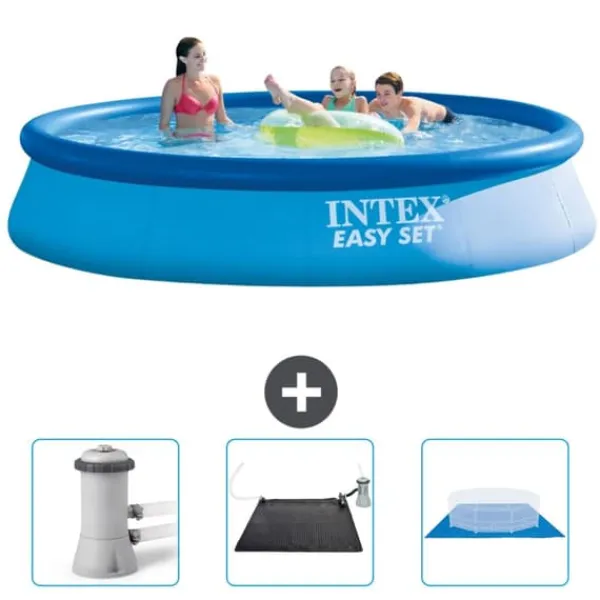 Pooler^Intex rund oppustelig let sæt swimmingpool - 396 x 84 cm - Blå - Inkluderet tilbehør CB79