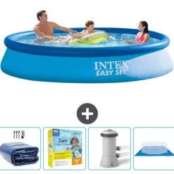 Online Intex rund oppustelig let sæt swimmingpool - 366 x 76 cm - Blå - Inkluderet tilbehør CB8 Pooler