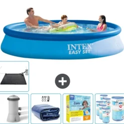 Pooler^Intex rund oppustelig let sæt swimmingpool - 366 x 76 cm - Blå - Inklusive Tilbehør CB25