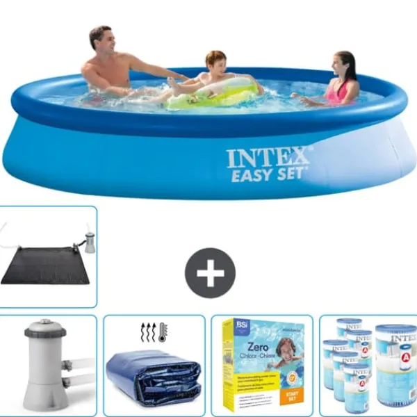 Pooler^Intex rund oppustelig let sæt swimmingpool - 366 x 76 cm - Blå - Inklusive Tilbehør CB25