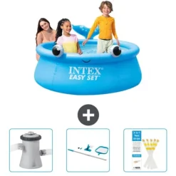 Online Intex rund oppustelig let sæt swimmingpool - 183 x 51 cm - Blå - Hval - Inkluderet tilbehør CB82 Pooler