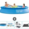 Hot Intex rund oppustelig let sæt swimmingpool - 305 x 61 cm - blå - inkluderet tilbehør CB62 Pooler