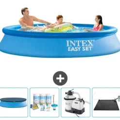 Hot Intex rund oppustelig let sæt swimmingpool - 305 x 61 cm - blå - inkluderet tilbehør CB62 Pooler