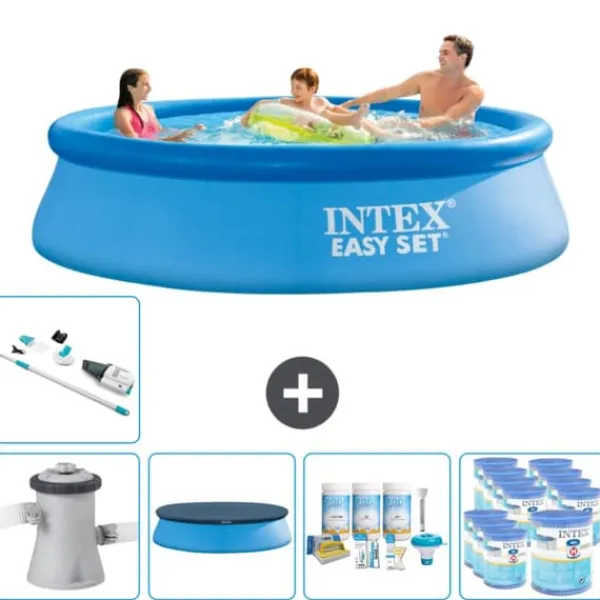 Pooler^Intex rund oppustelig let sæt swimmingpool - 305 x 76 cm - Blå - Inklusive Tilbehør CB19
