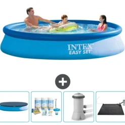 Online Intex rund oppustelig let sæt swimmingpool - 366 x 76 cm - Blå - Inkluderet tilbehør CB4 Pooler