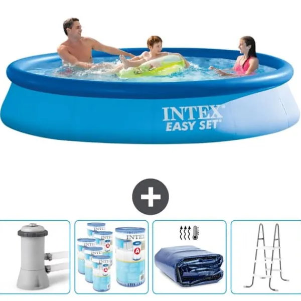 Pooler^Intex rund oppustelig let sæt swimmingpool - 366 x 76 cm - Blå - Inklusive Tilbehør CB95
