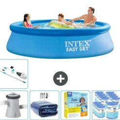 Pooler^Intex rund oppustelig let sæt swimmingpool - 305 x 76 cm - Blå - Inklusive Tilbehør CB26