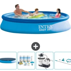Pooler^Intex rund oppustelig let sæt swimmingpool - 366 x 76 cm - Blå - Inkluderet tilbehør CB65