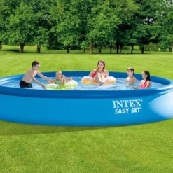Pooler^Intex rund oppustelig let sæt swimmingpool - 457 x 84 cm - Blå - Inklusive Tilbehør CB85