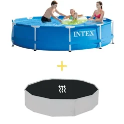 Clearance Intex svømmebassin - Metalramme - 305 x 76 cm - Inklusiv solsejl Pooler