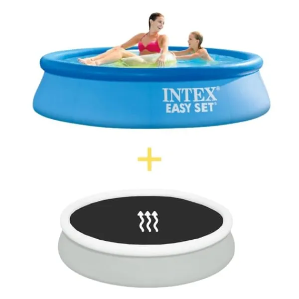 Pooler^Intex Svømmebassin - Nemt Sæt - 244 x 61 cm - Inklusiv solsejl