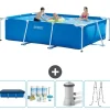 Pooler^Intex svømmebassin med rektangulær ramme - 300 x 200 x 75 cm - Blå - Inkluderet tilbehør CB6