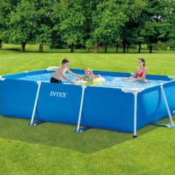 Best Intex svømmebassin med rektangulær ramme - 300 x 200 x 75 cm - Blå - Inkluderet tilbehør A225 Pooler