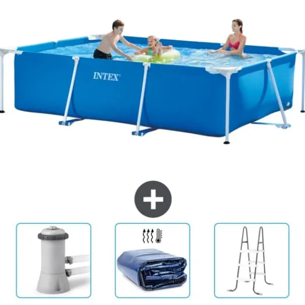 Intex svømmebassin med rektangulær ramme - 300 x 200 x 75 cm - Blå - Inkluderet tilbehør CB83 Pooler