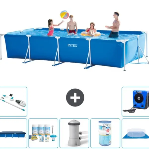 Online Intex svømmebassin med rektangulær ramme - 450 x 220 x 84 cm - Blå - Inkluderet tilbehør A326 Pooler