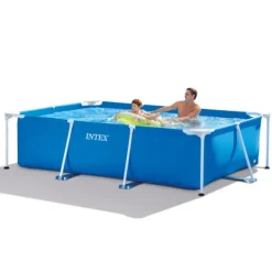 Pooler^Intex svømmebassin med rektangulær ramme - 260 x 160 x 65 cm - Blå - Inkluderet tilbehør A95