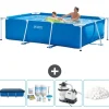 Pooler^Intex svømmebassin med rektangulær ramme - 260 x 160 x 65 cm - Blå - Inkluderet tilbehør CB63