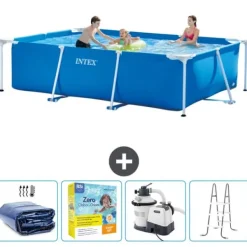 Intex svømmebassin med rektangulær ramme - 300 x 200 x 75 cm - Blå - Inkluderet tilbehør CB71 Pooler